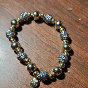 Monet Gold and Blue Beaded Bracelet